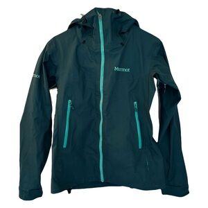 Women's Marmot Starfire Rain Jacket, Hiking Outdoors, Pit Zips, Teal, Size S